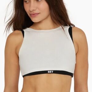 SET Active White and Black Sports Bra